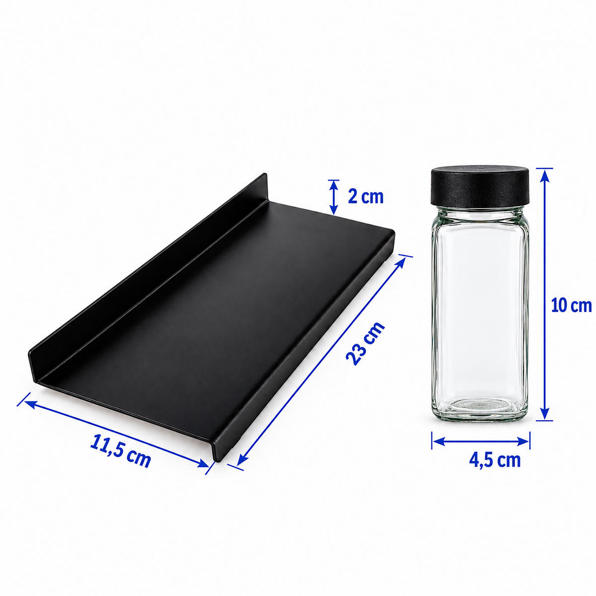 GEWÜRZEINSATZ Schwarz für Schublade 24er-Set - Schwarz, Glas/Kunststoff (23/2/11.5cm) - Relaxdays