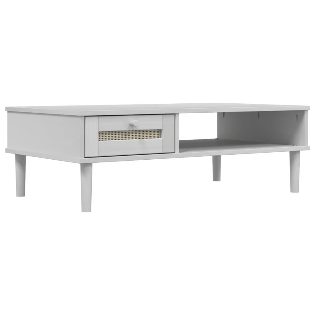 COUCHTISCH SENJA Rattan-Optik Weiß 100x55x33 cm Kiefernholz - Weiß, Holz (100/1/33cm) - furnicato