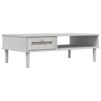 COUCHTISCH SENJA Rattan-Optik Weiß 100x55x33 cm Kiefernholz - Weiß, Holz (100/1/33cm) - furnicato