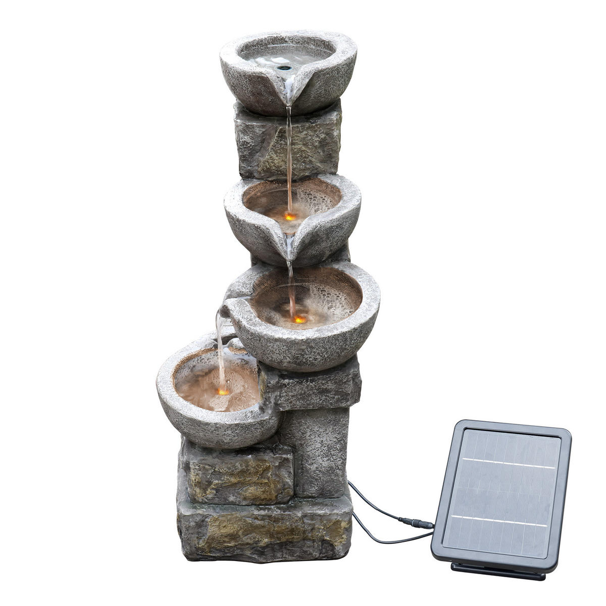 SOLAR-BRUNNEN Outdoor - Grau, Kunststoff (43.2/30.5/68.6cm) - Teamson Home
