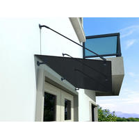 GLASVORDACH 230x90 cm Sicherheitsglas Edelstahl Grauglas Str-RAL7016 - Grau, Glas (230/1.31/90cm) -  Glaswerk Westfalen