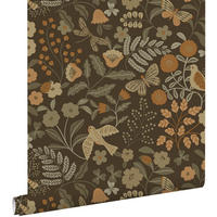 TAPETE Blumen und Vögel 50 x 900 cm - Braun, Papier (50/0.1cm) - ESTAhome