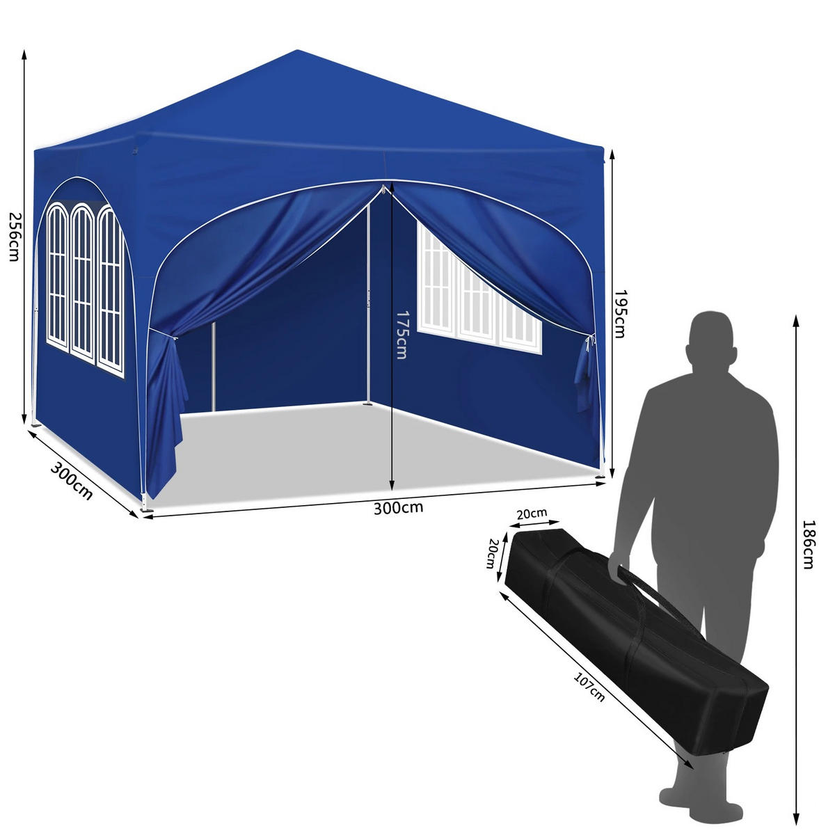 PAVILLON 3x3 m Beige mit 4 Seitenwänden - Beige, Textil/Metall (300/300cm) - Kaket