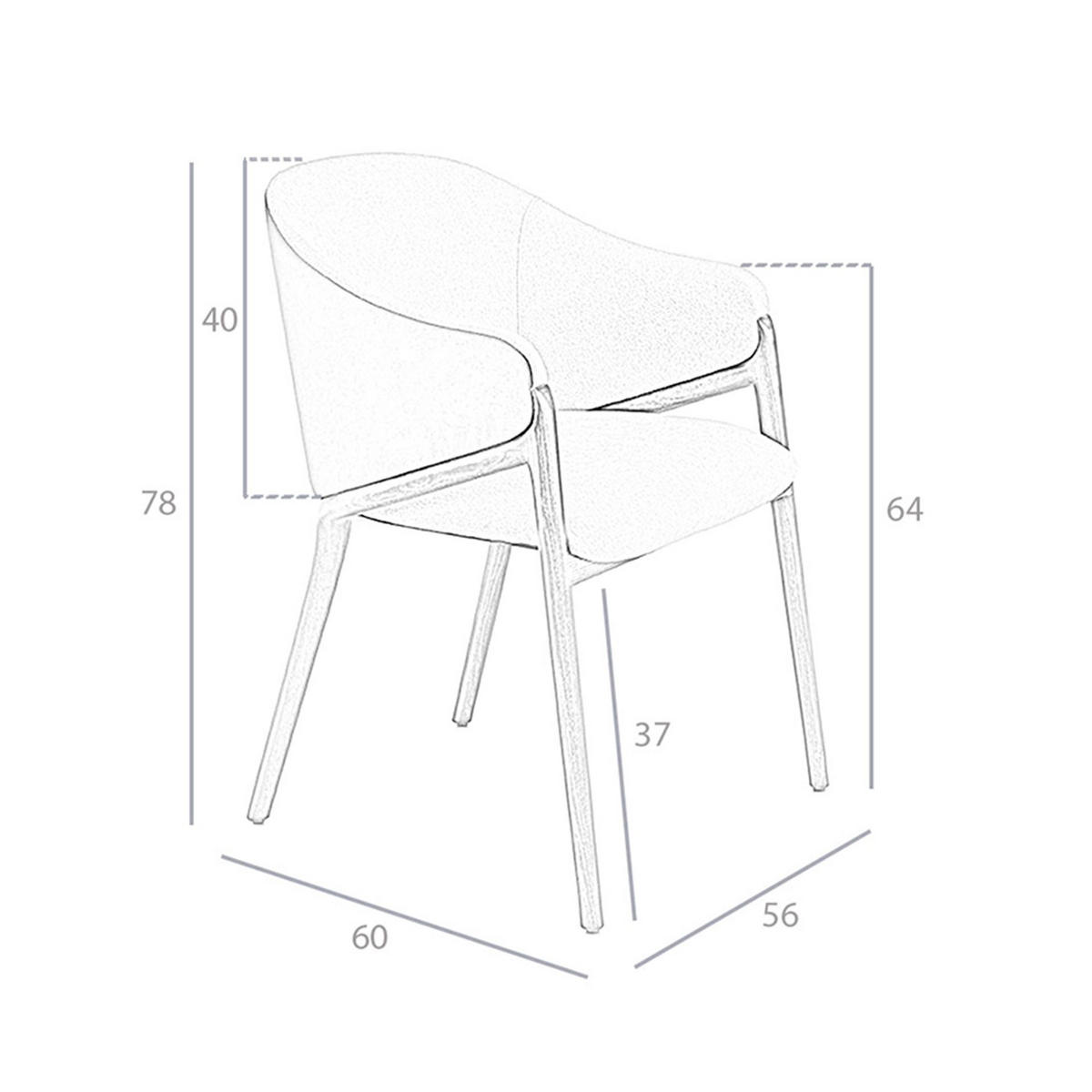 STUHL Kunstleder aus beigem Stoff und dunklem Nerz 56/60/78 cm - Fango/Beige, Leder/Holz (56/78/60cm) - ANGEL CERDA