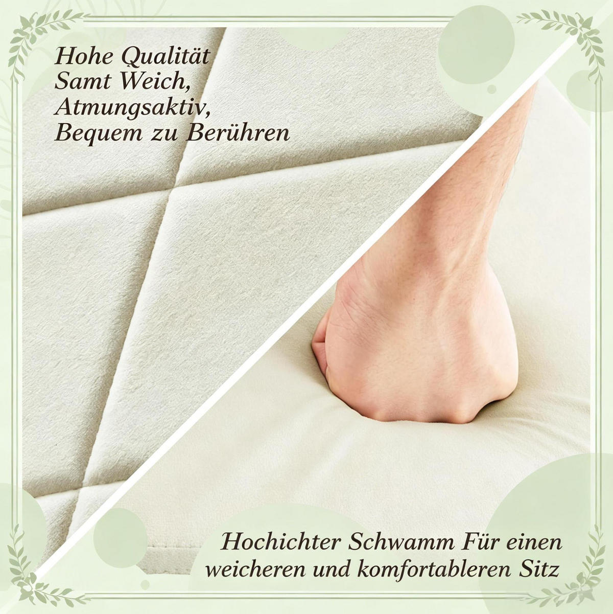 ESSSTUHL 4er-Set mit Samtbezug 42 x 94,5 x 59 cm Creme - Weiß, Metall (42.5/94.5/40cm) - Meubliv