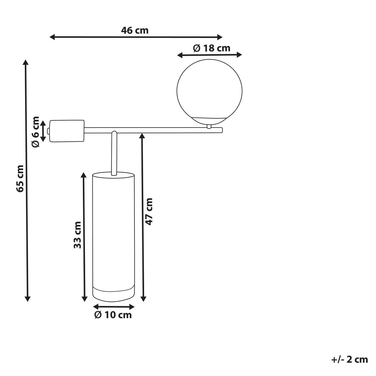 TISCHLAMPE Hondo 18/46/65 cm - Schwarz, Keramik (18/46/65cm) - Beliani