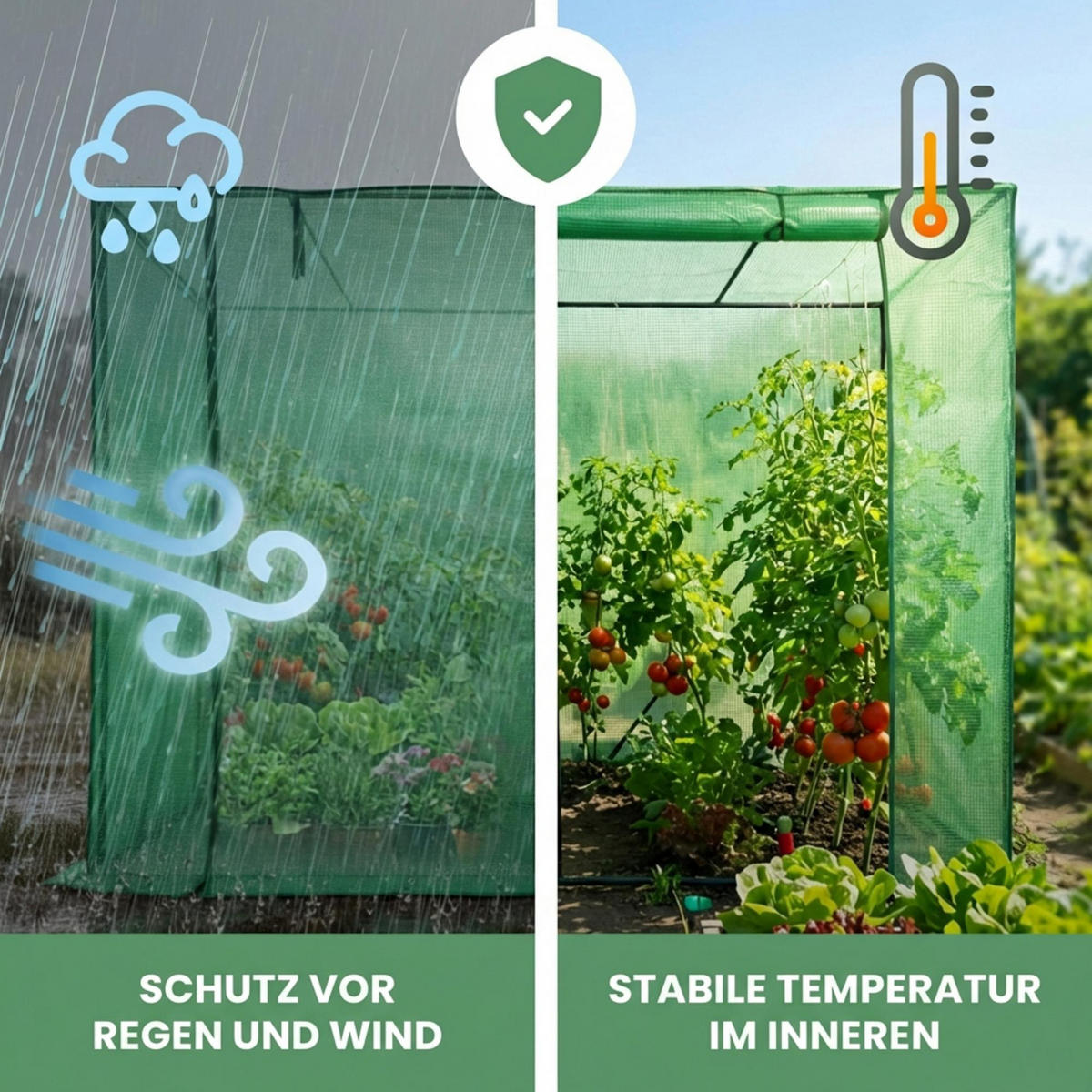 GEWÄCHSHAUS in Hausform, Grün, 202x80x170 cm - Grün, Metall (202/170/80cm) - Akord