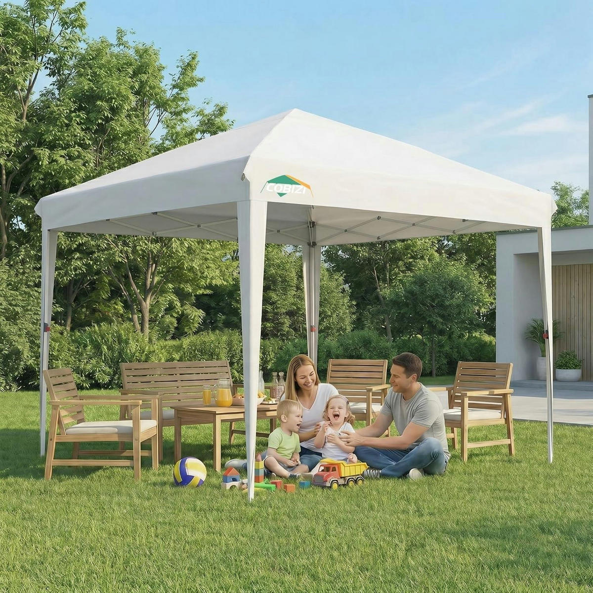 FALTPAVILLON 3x3m Weiß Wasserdicht UV-Schutz Stabil - Weiß, Textil (300/260/300cm)