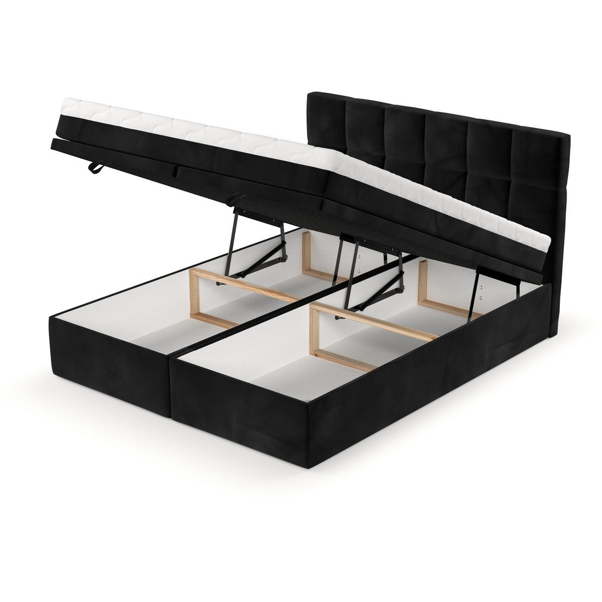 BOXBETT Elano 180/200 cm Schwarz im Kronos Stoff - Schwarz, Holz/Holzwerkstoff (180/200cm) - AltaBeds