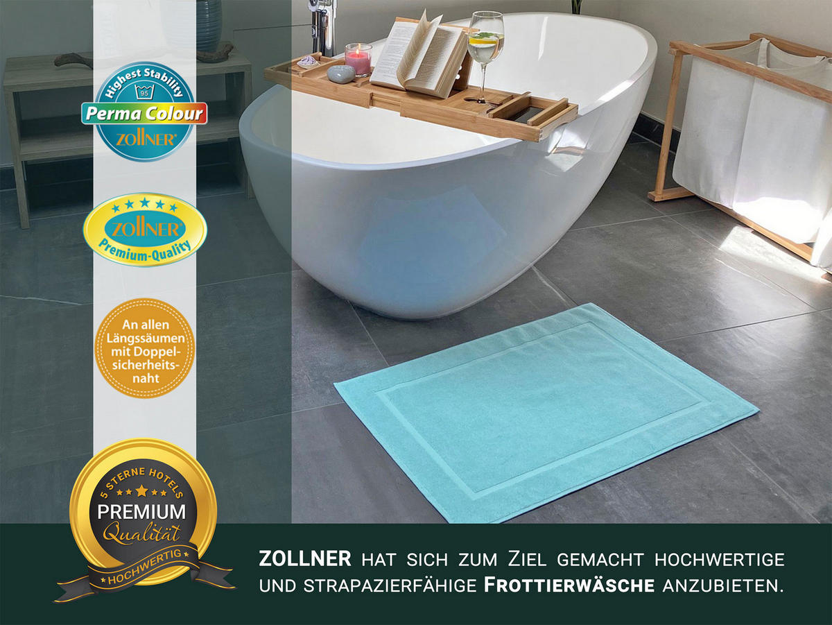 BADEMATTE, 2er-Set, 50x80 cm, 100% Baumwolle, Blau - Blau, Textil (50/80cm) - Zollner