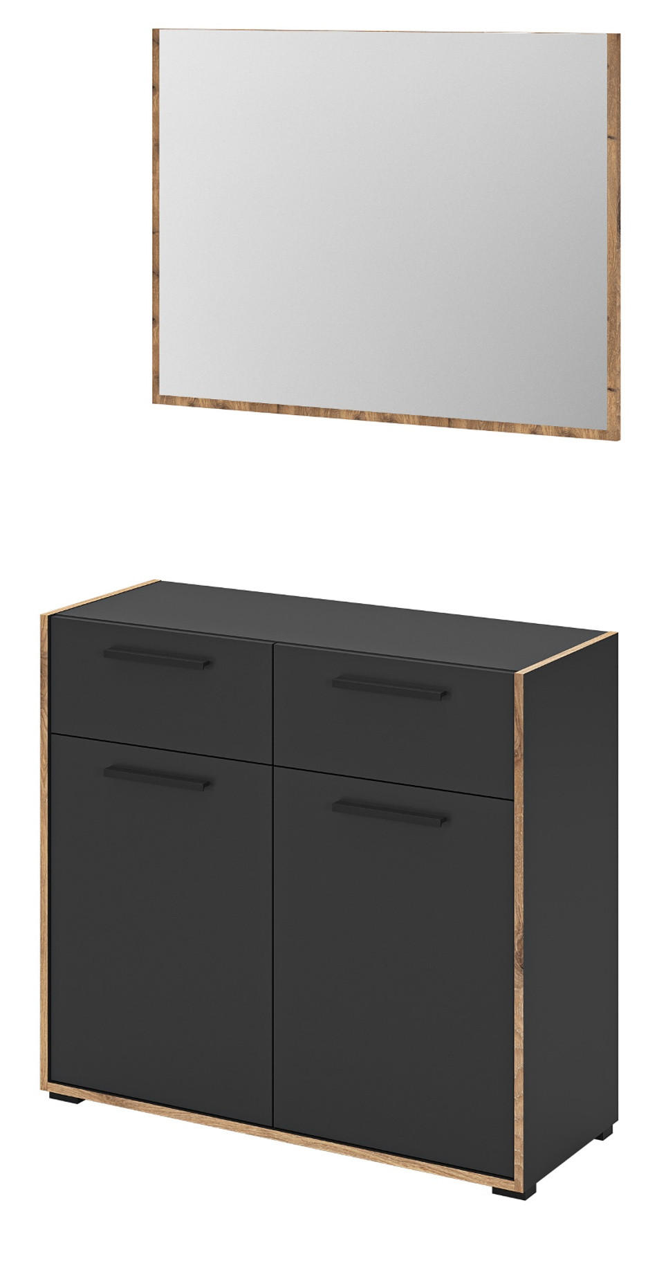 GARDEROBE-SET grau und Nox Eiche, Garderobenkombination 2-teilig, 95 x 189 cm, Salud - Dunkelgrau/Eichefarben, Holzwerkstoff/Kunststoff (95/189/37cm) - Inn.Furn