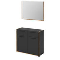 GARDEROBE-SET grau und Nox Eiche, Garderobenkombination 2-teilig, 95 x 189 cm, Salud - Dunkelgrau/Eichefarben, Holzwerkstoff/Kunststoff (95/189/37cm) - Inn.Furn