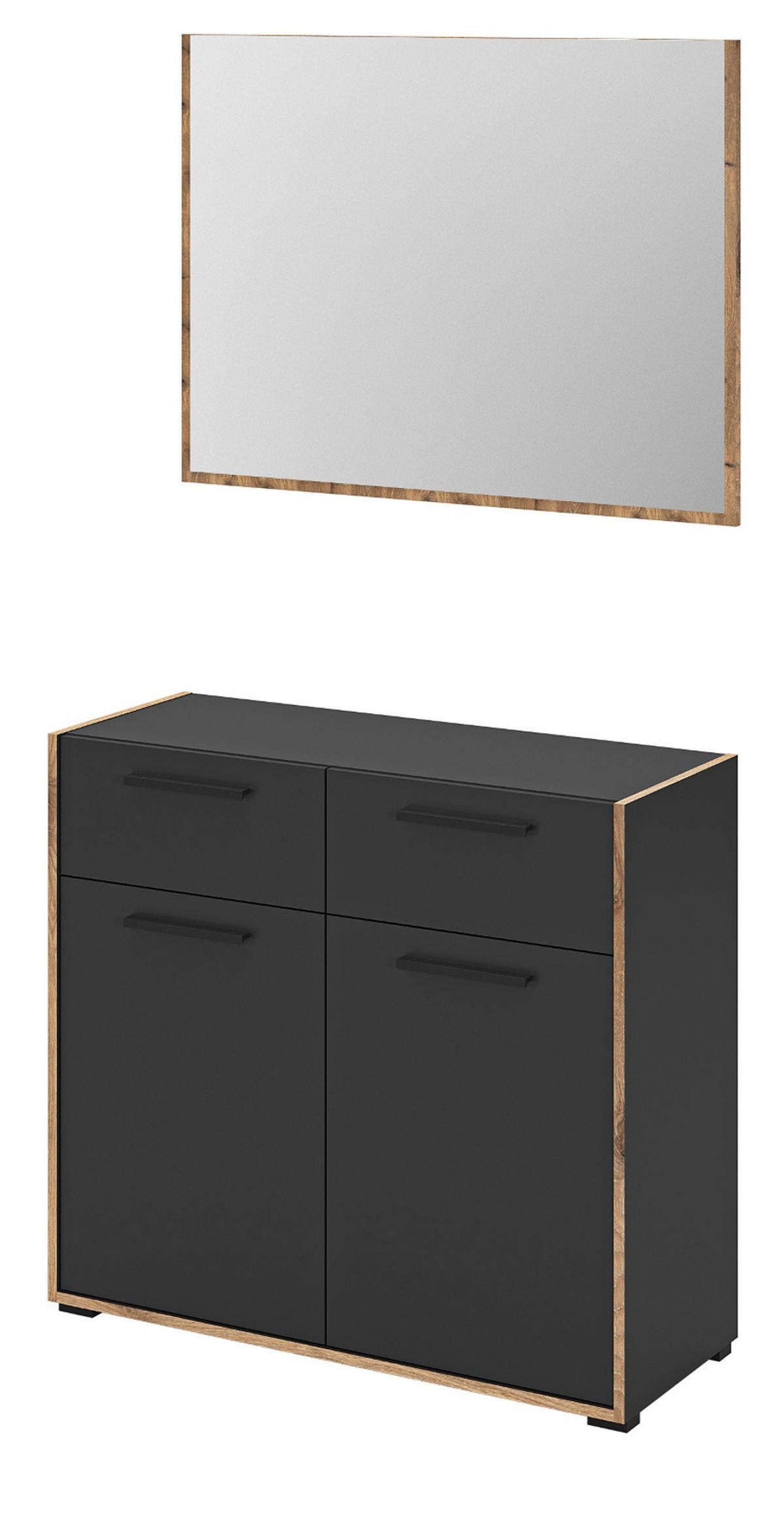 GARDEROBE-SET grau und Nox Eiche, Garderobenkombination 2-teilig, 95 x 189 cm, Salud - Dunkelgrau/Eichefarben, Holzwerkstoff/Kunststoff (95/189/37cm) - Inn.Furn