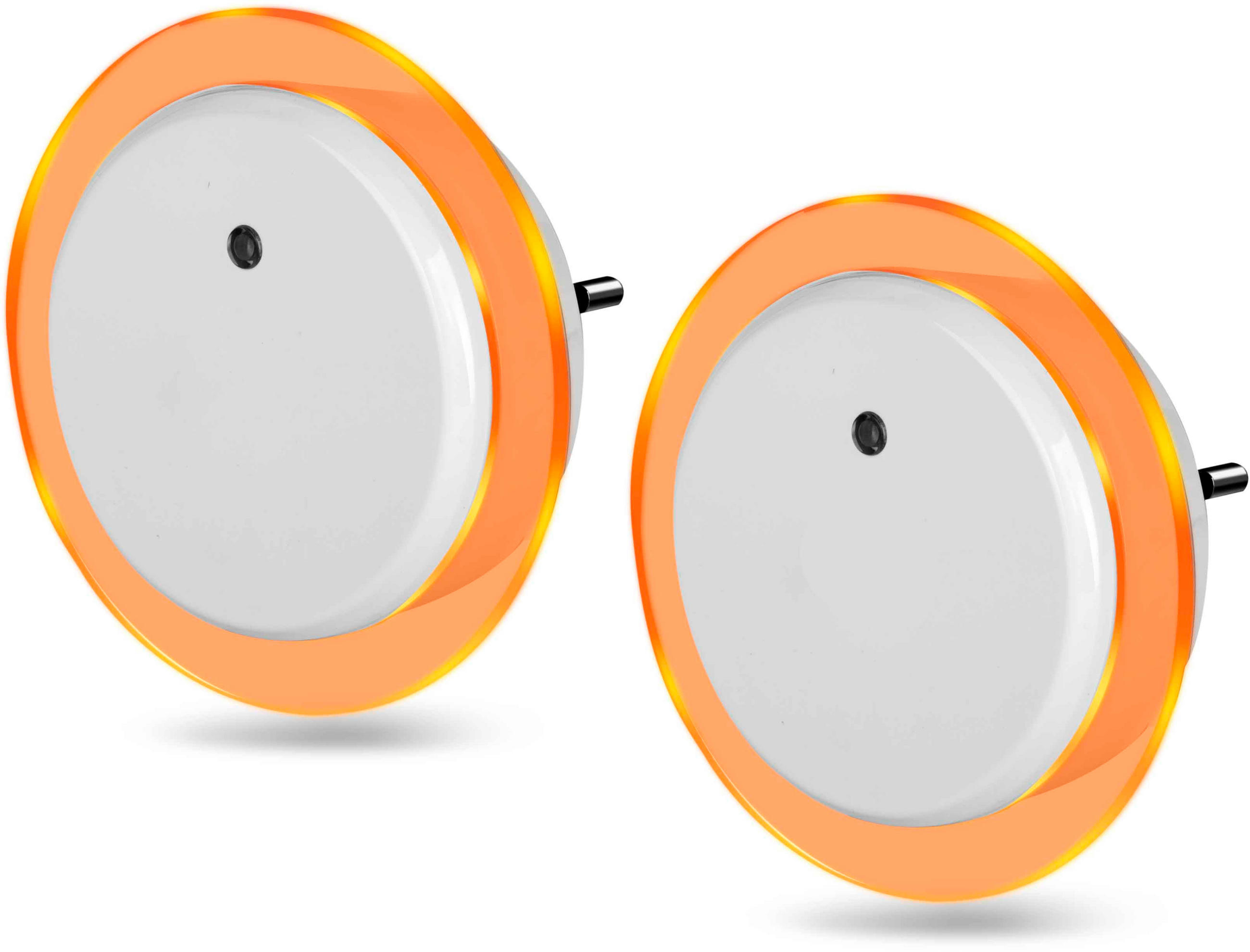 LED-NACHTLICHT - bernsteinfarben mit Dämmerungssensor und 2 USB-Anschlüssen für Schlafzimmer und Flur, 2er-Set - Weiß, Kunststoff (6.8/9.2/9.2cm) - Northpoint