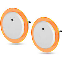 LED-NACHTLICHT - bernsteinfarben mit Dämmerungssensor und 2 USB-Anschlüssen für Schlafzimmer und Flur, 2er-Set - Weiß, Kunststoff (6.8/9.2/9.2cm) - Northpoint