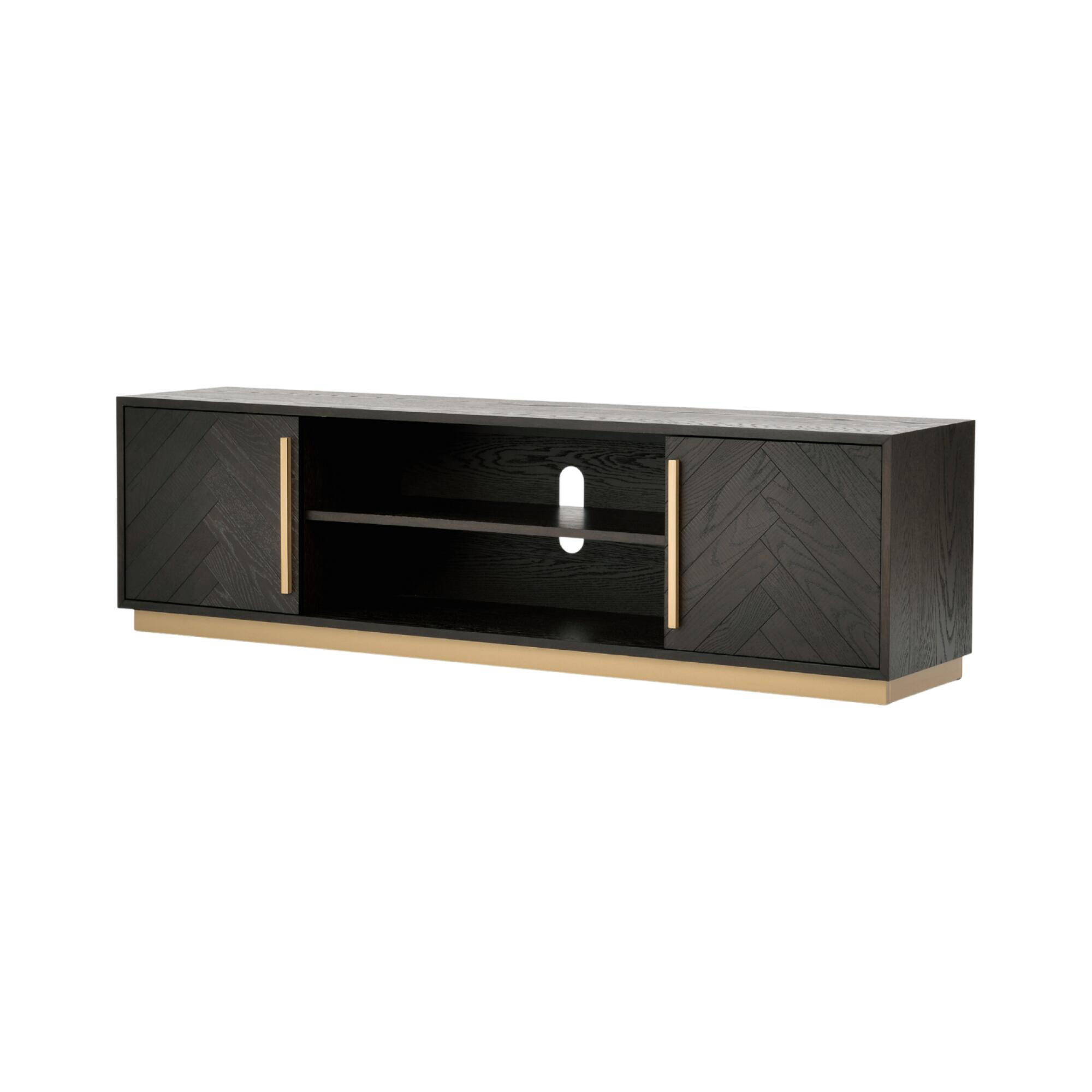TV-LOWBOARD SEVILLE Schwarz 180x38x50 cm - Schwarz, Holz (180/50/38cm) - FURNLUX