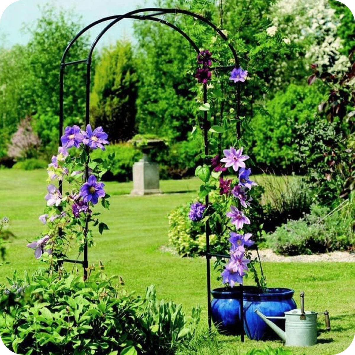 ROSENBOGEN Gartenpergola - Schwarz, Metall (140/240/38cm) - KRUMAD
