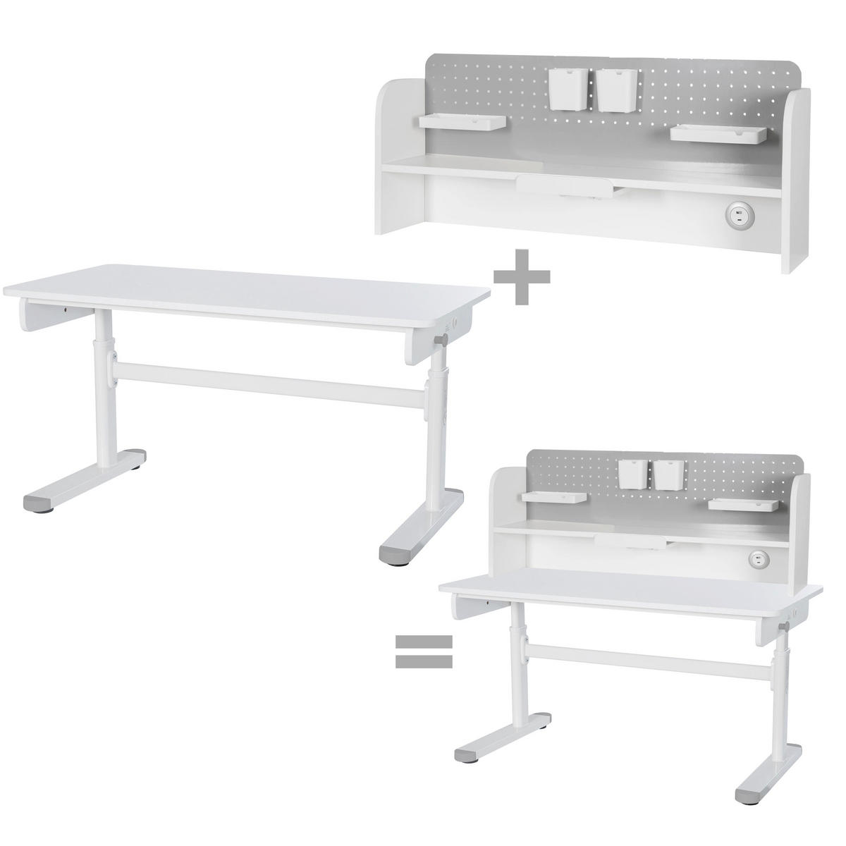 ÍRÓASZTAL-FELÉPÍTMÉNY Smart Grow - fehér/szürke, faalapú anyag/fém (25/102/50cm) - Roba