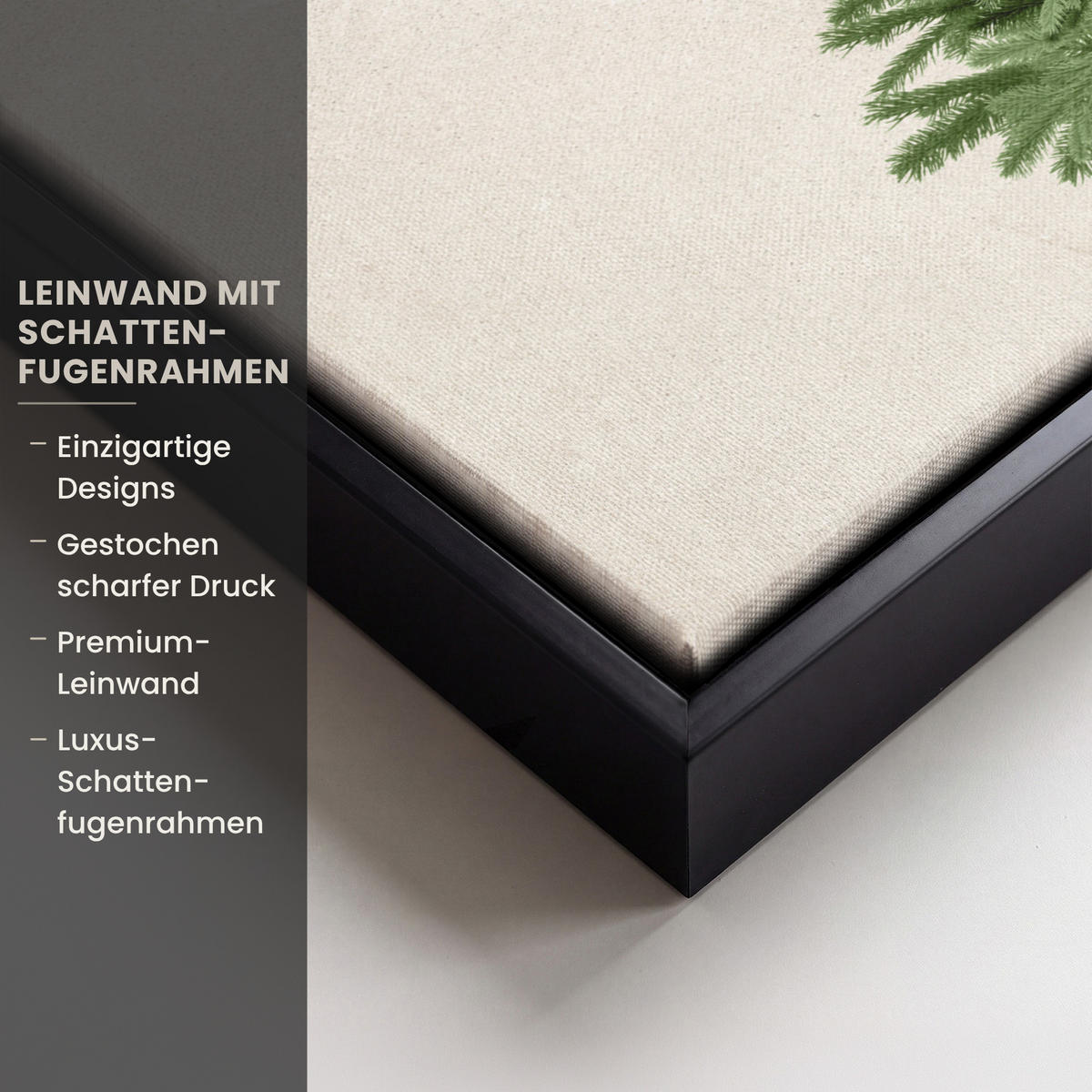 LEINWAND Bilder mit Rahmen - Weihnachtsbaum - Grün - Weihnachten - Feiertage - 40x30 - Olivgrün, Textil (40/30cm) - MuchoWow