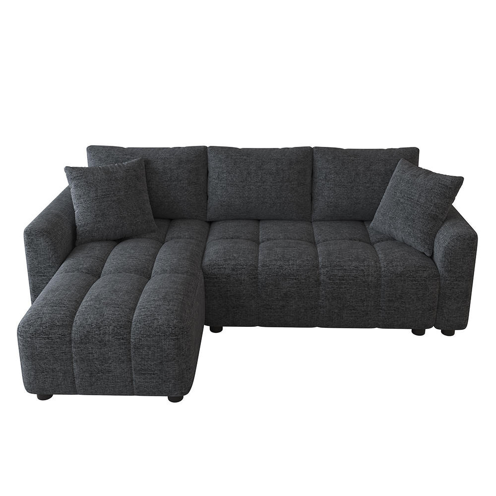 ECKSOFA mit 2 Zierkissen in Grau Chenille Stoff - Grau, Textil (127/204cm) - KOMHTOM