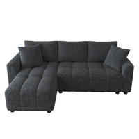 ECKSOFA mit 2 Zierkissen in Grau Chenille Stoff - Grau, Textil (127/204cm) - KOMHTOM