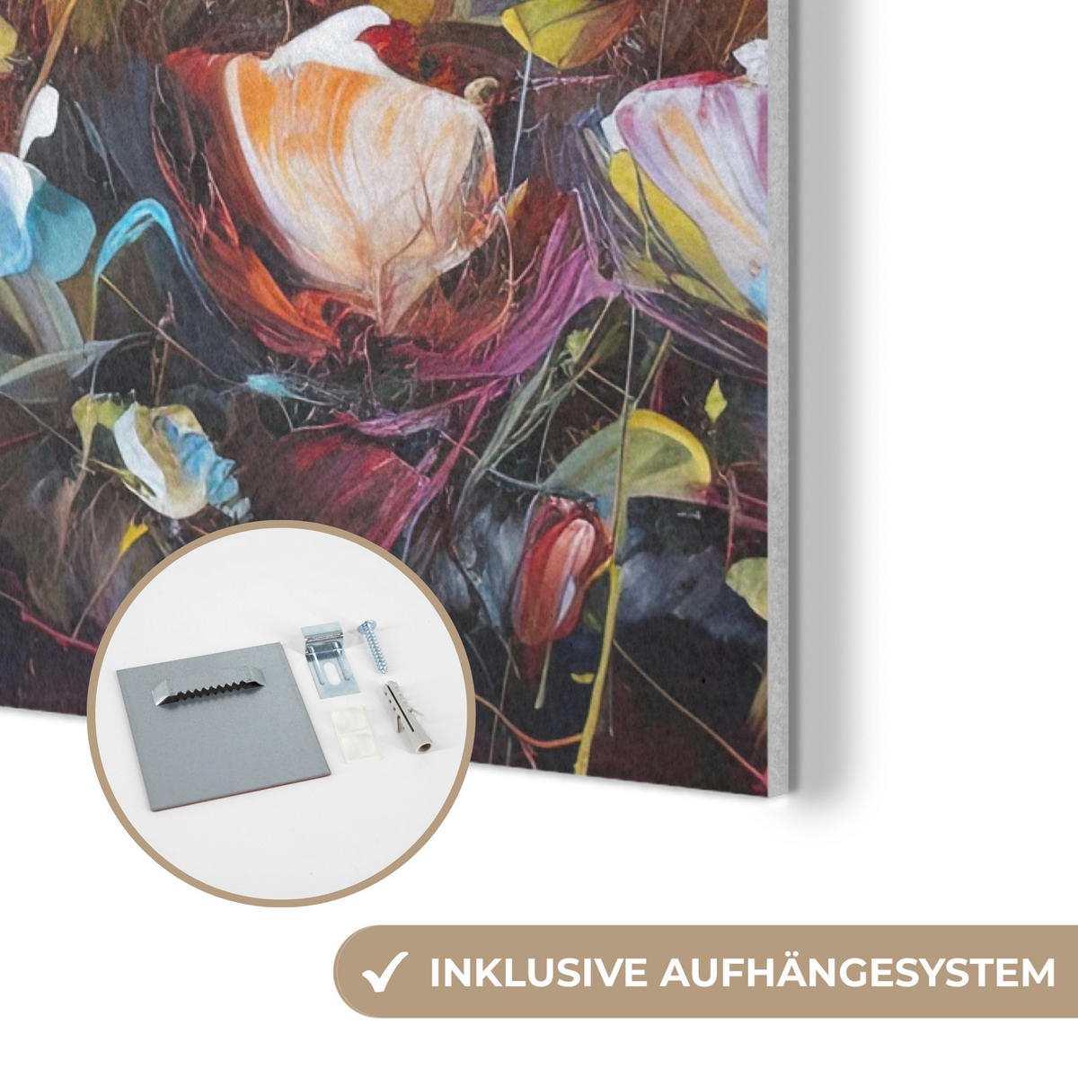 AKUSTIKBILD Blumen - Kunst - Natur - Ölgemälde Wanddeko 60x90 cm - Multicolor, Kunststoff (60/90/0.9cm) - MuchoWow