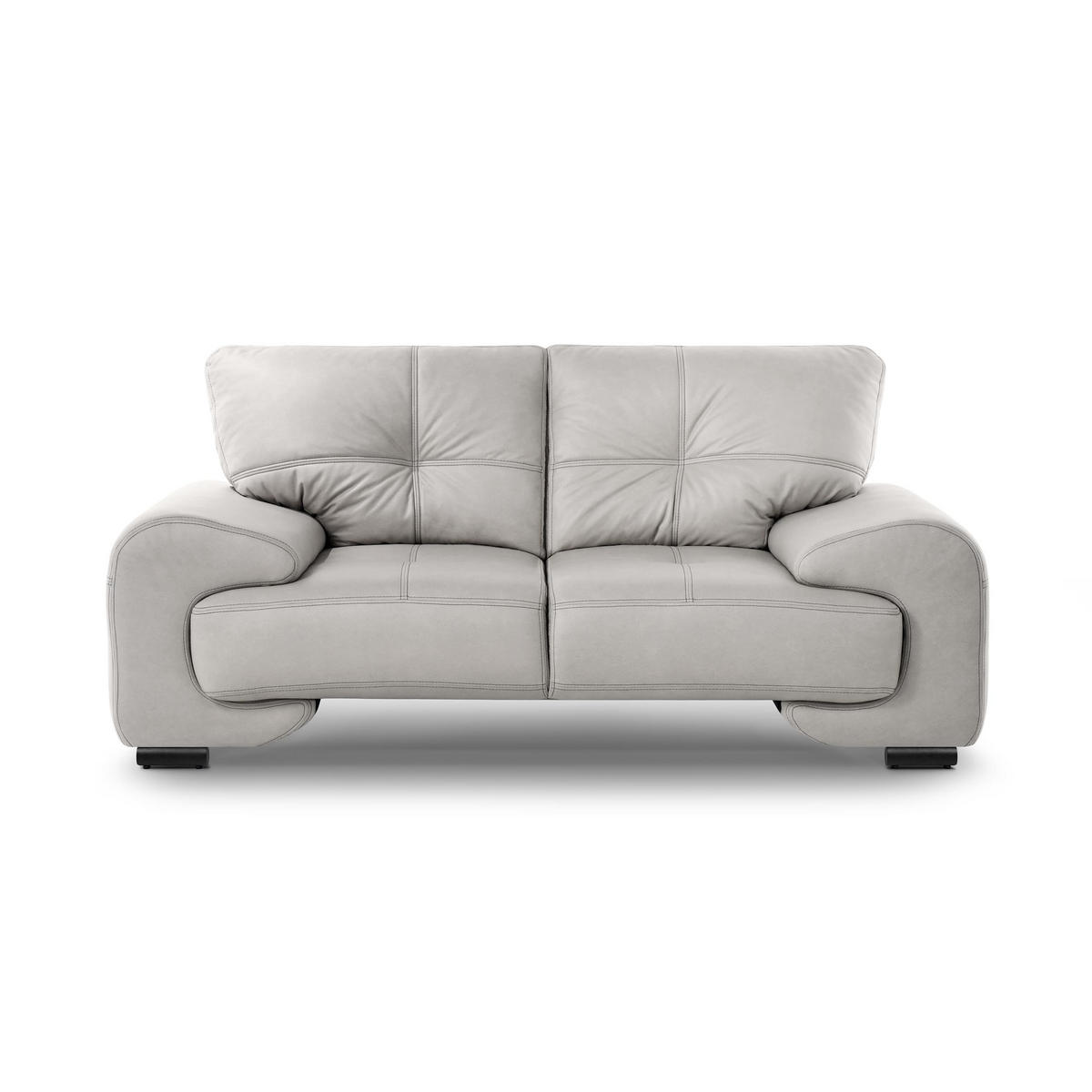 2-SITZER SOFA Omega aus Kunstleder, Hellgrau - Hellgrau/Schwarz, Leder (185/88/98cm) - Beautysofa