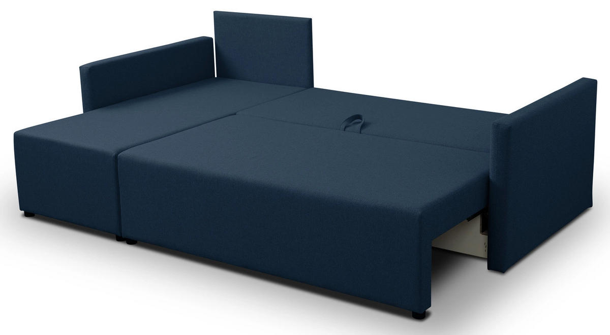 ECKSOFA Solid mit Schlaffunktion und Bettkasten - Dunkelblau, Holz/Holzwerkstoff (217/138cm) - Ravio