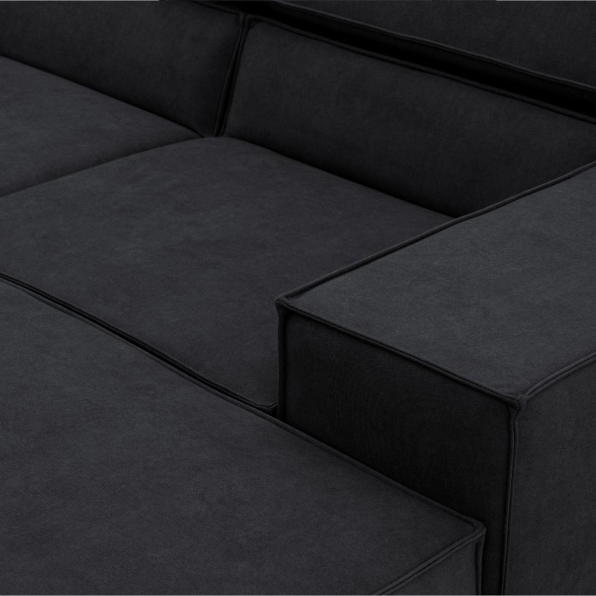 ECKSOFA PURE U Links mit Schlaffunktion 127x270 Velours Graphit - Graphitfarben/Schwarz, Holz/Textil (340/204cm) - Muffo