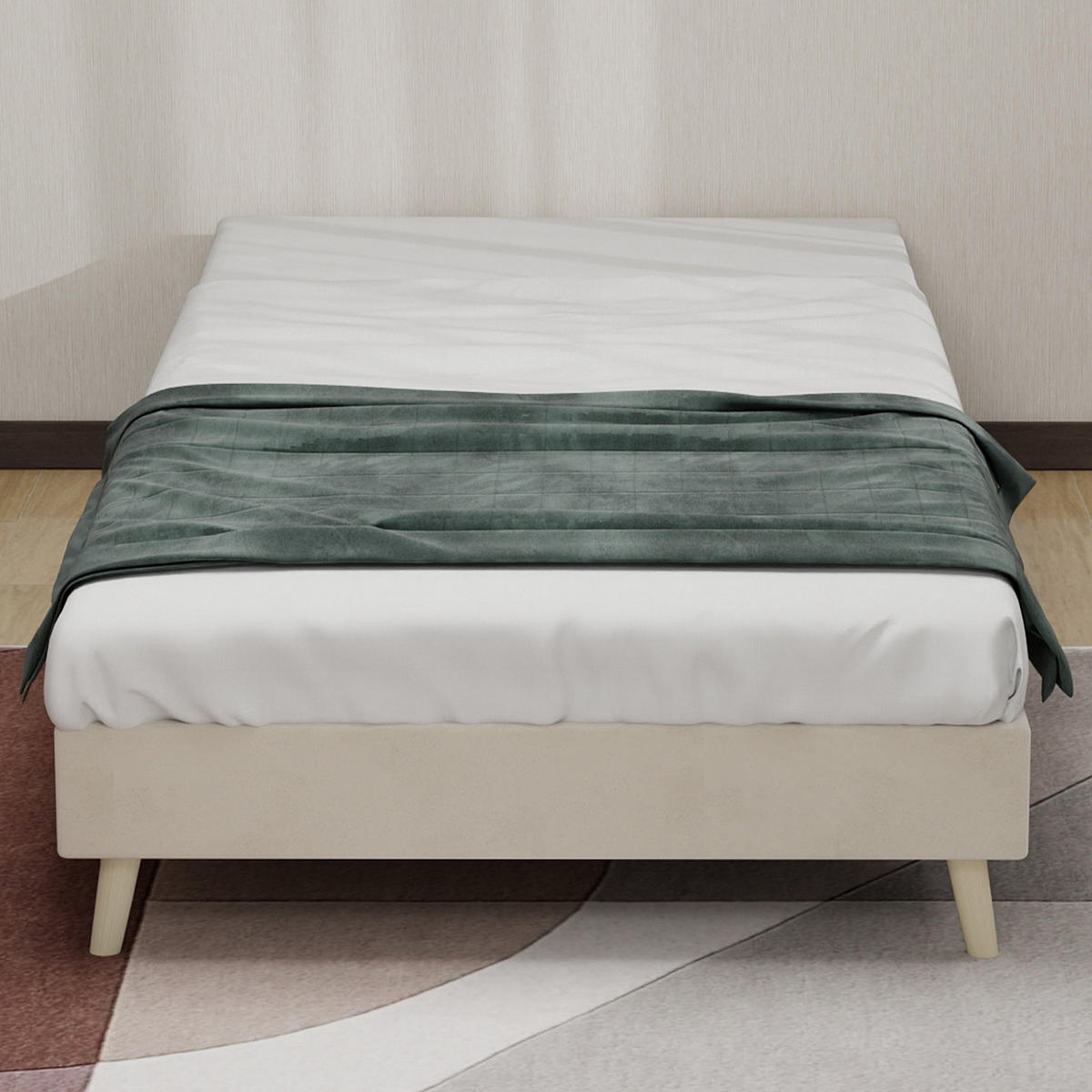 KINDERBETT 90/200 cm in Beige Stoff mit Bettkasten - Beige, Holzwerkstoff/Textil (90/200cm) - WISHDOR