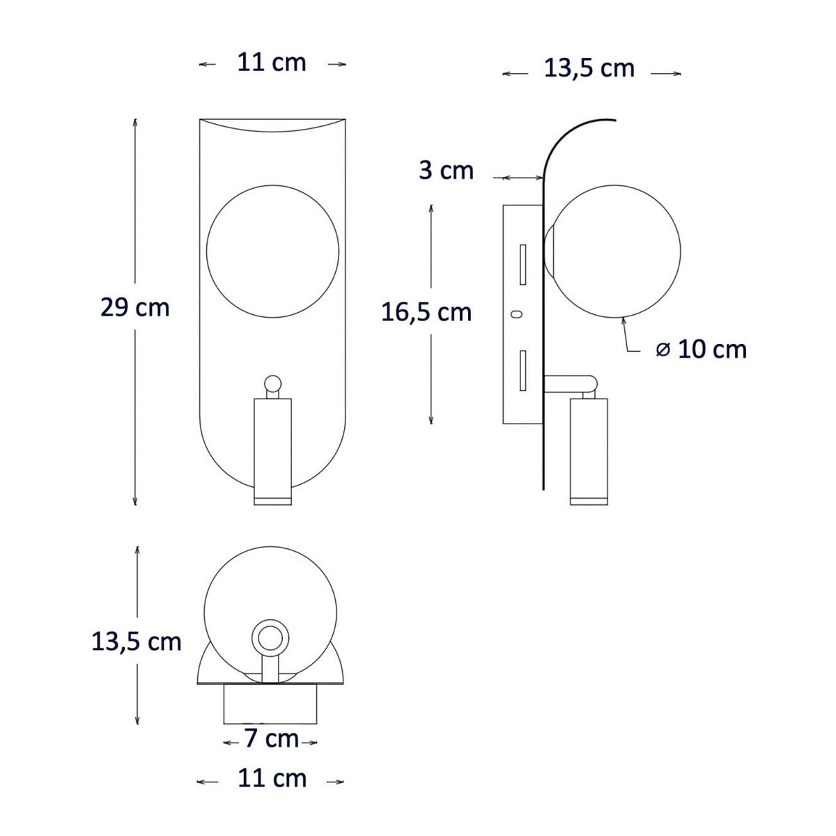WANDLEUCHTE Matalia, Messing und Weiß, 29cm - Messingfarben, Glas (10.1/29/13cm) - KOSILUM
