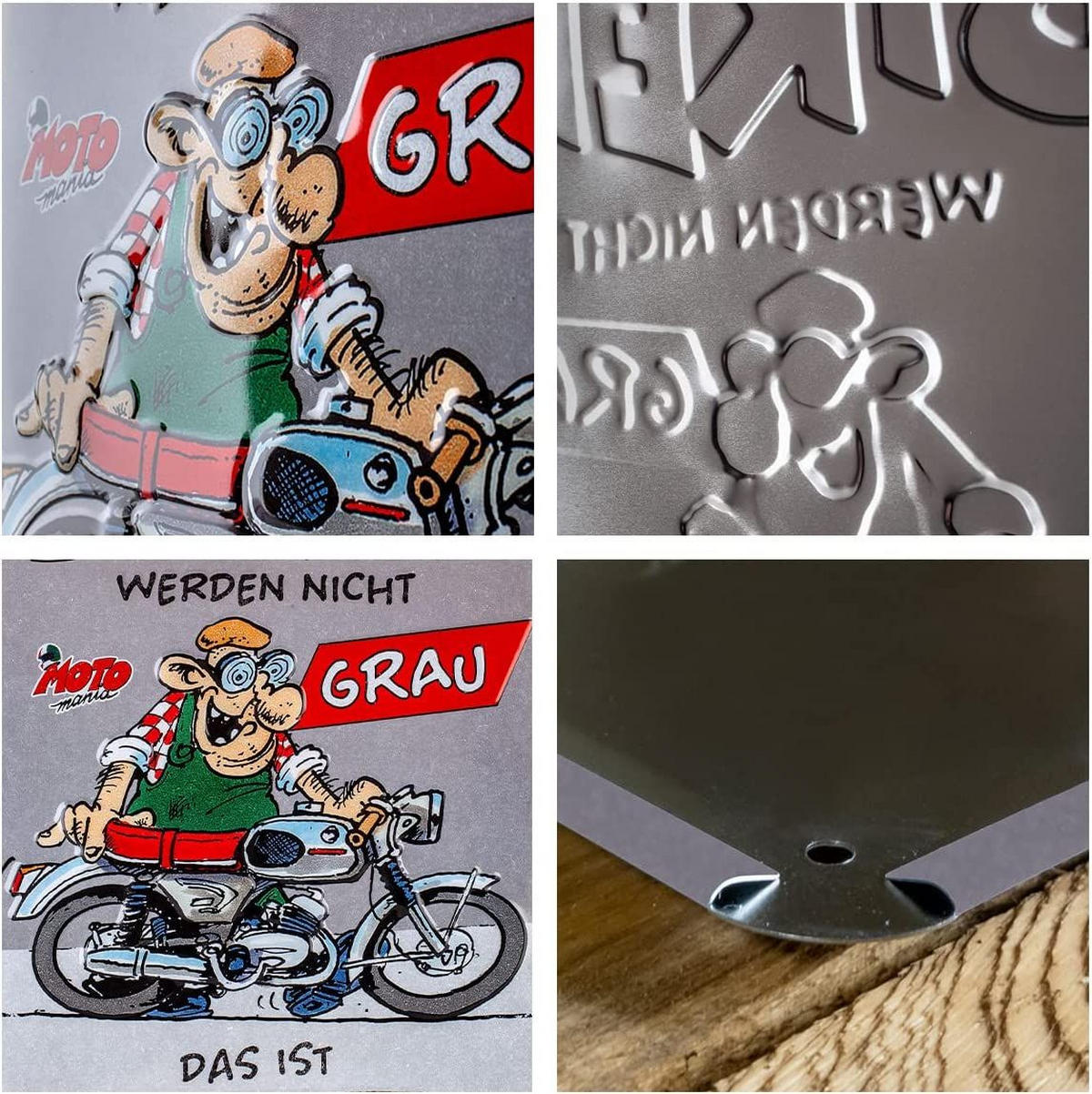 BLECHSCHILD 30/40 cm MOTOmania Biker werden nicht grau - Multicolor, Metall (30/40/0.2cm) - Nostalgic-Art