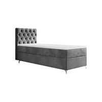 BOXBETT CHESTER P mit Matratze H3, Bonell und Topper 100x200 Monolith 92 - Grau, Textil (100/200cm) - Bedante