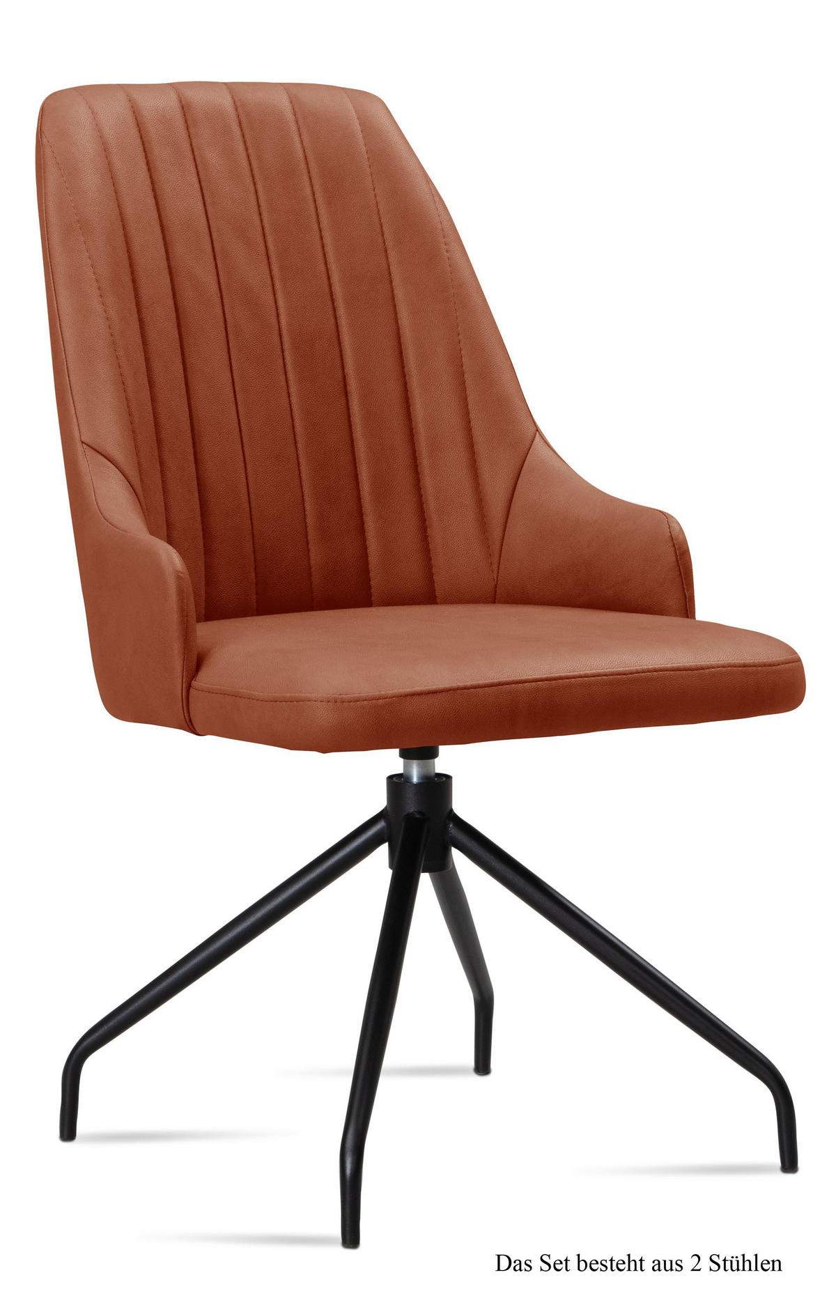 ESSZIMMERSTUHL drehbar (2er-Set) Doreen 52x91x60 Schwarz/Cognac - Cognac/Schwarz, Kunststoff (60/91/52cm) - 58aufmkessel