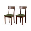 STUHL Hugo 1 (2er Set) - Nussbaumfarben/Olivgrün, Holz (43/86/40cm) - Leaf Design