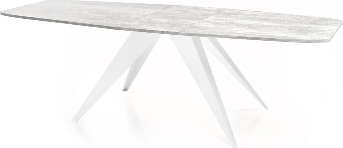 ESSTISCH Fatina rechteckig ausziehbar, Grauer Beton 160-198/90/76 cm - Hellgrau/Weiß, Holzwerkstoff/Metall (160/80/76cm) - WFL GROUP