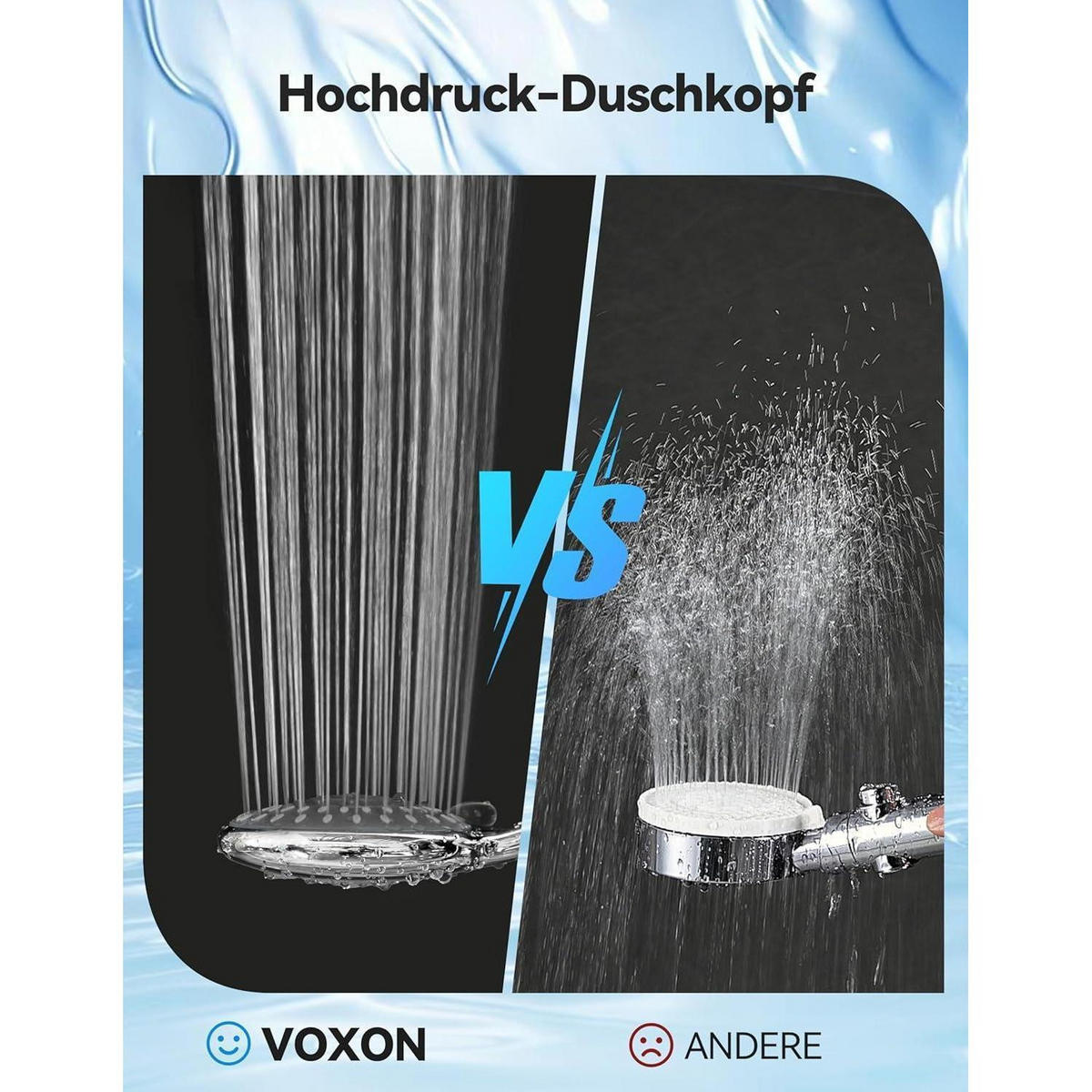HANDBRAUSE Set mit 1,8m Schlauch und 5 Strahlarten - Silberfarben, Metall (11/12.7/25cm)