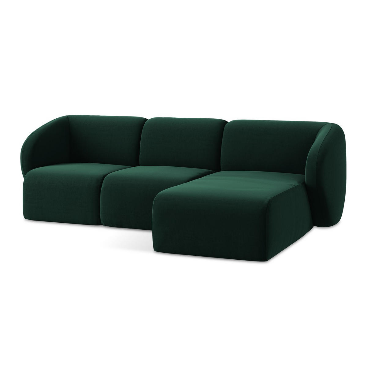 ECKSOFA Rechts Samt Stoff Grün - Dunkelgrün/Schwarz, Holzwerkstoff/Kunststoff (248/166cm) - LaMiaSofa