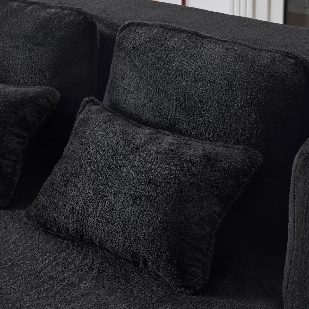 2-SITZER SCHLAFSOFA Flanell Schwarz mit 4 Kissen - Schwarz, Textil (198/76/120cm) - WISHDOR