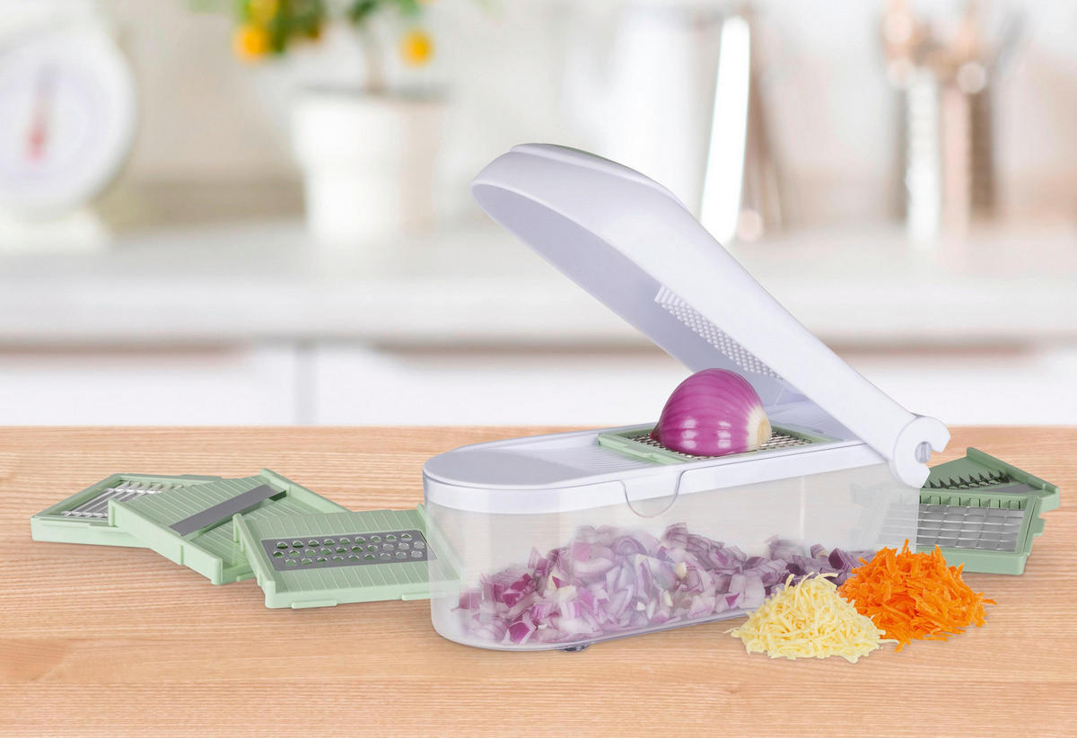 GEMÜSESCHNEIDER Gourmetmaxx Multi-Schneider Weiß/Grün - Salbeigrün, Metall - Sonstige
