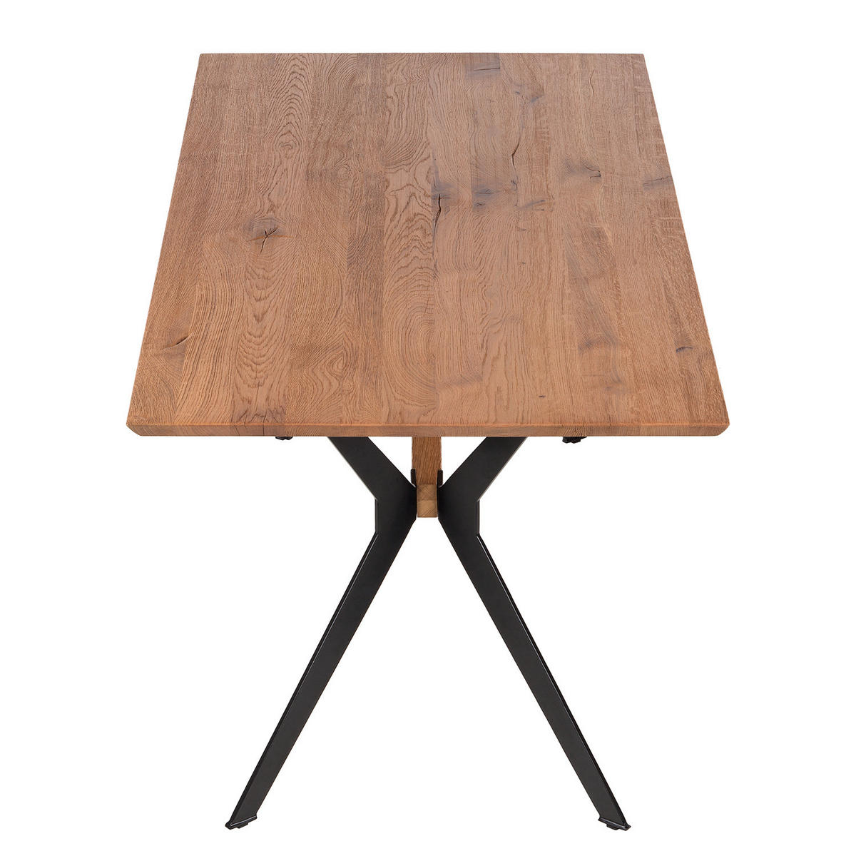 ESSTISCH - Zerreiche / Wildeiche massiv / Metall - Braun, Holz/Metall (90/180/76cm) - home24