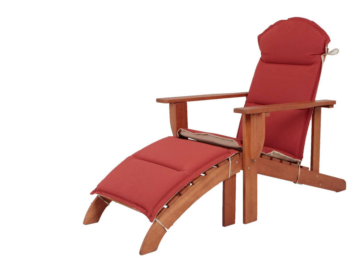 ADIRONDACK-STUHL Markus mit Auflage Eukalyptus Liegestuhl - Naturfarben, Holz (70/93/142cm) - DELUKE