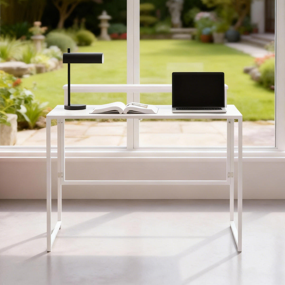 SCHREIBTISCH Klappbar Computertisch mit Monitorhalterung, 100 x 48 x 87,5 cm - Weiß, Holzwerkstoff/Metall (100/48/87.5cm) - HOMCOM