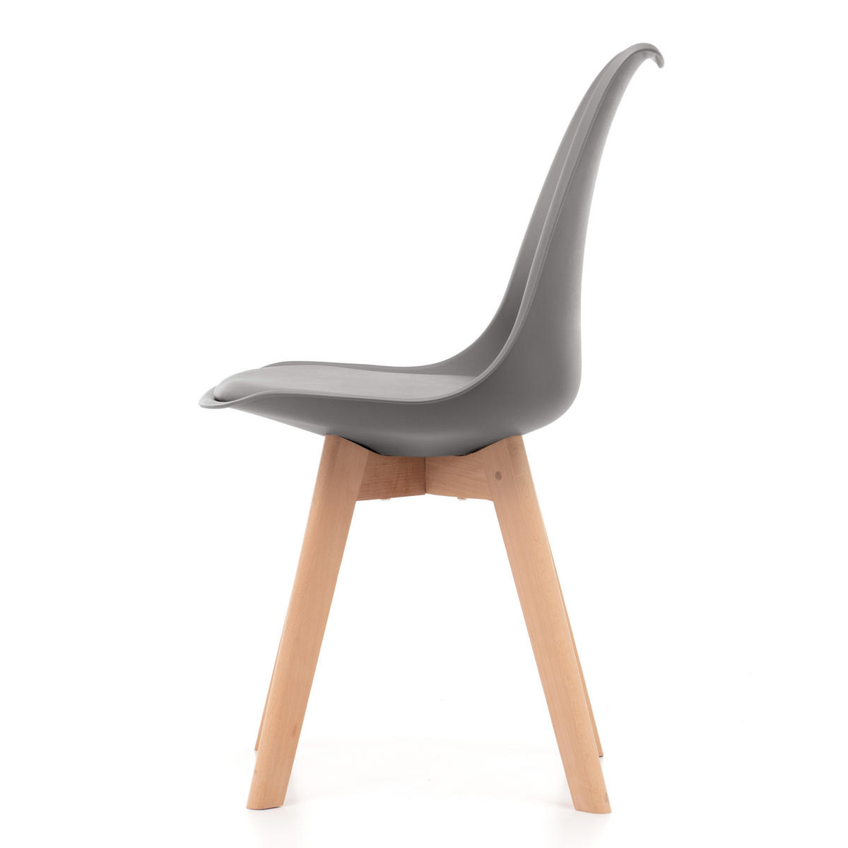 STUHL skandinavisch Dublin grau mit Kissen - Naturfarben/Grau, Holz/Kunststoff (49/83/54cm) - NEW HOME