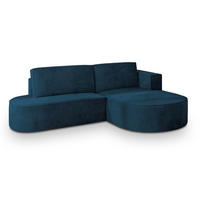 ROHOVÁ SEDAČKA CORTIO modrá - šedá/modrá, dřevo/textil (265/174cm) - MASSENO