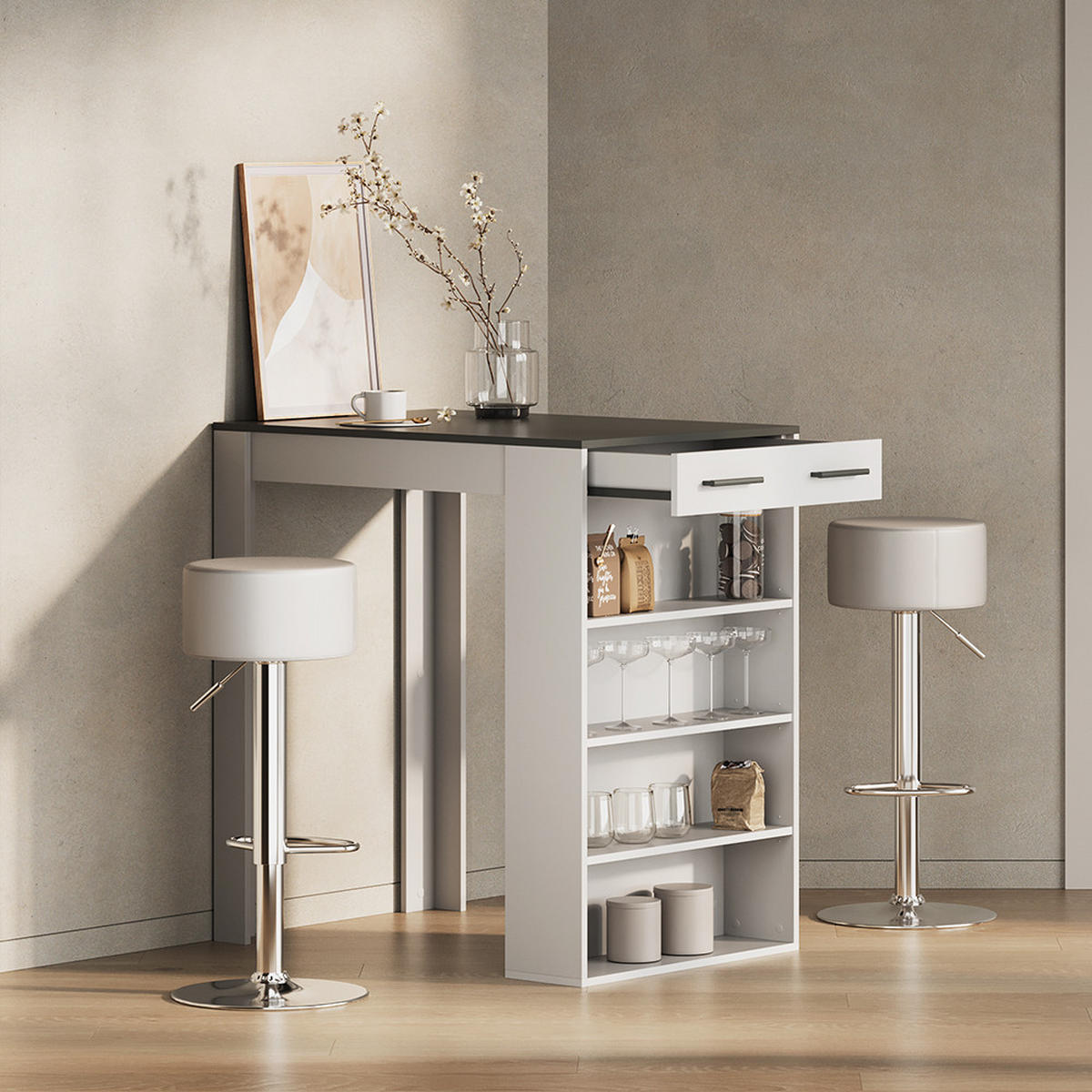 BARTISCH Regusa Weiß/Anthrazit 67 x 100 cm - Anthrazit/Weiß, Holzwerkstoff (100/67/106cm) - Livinity®