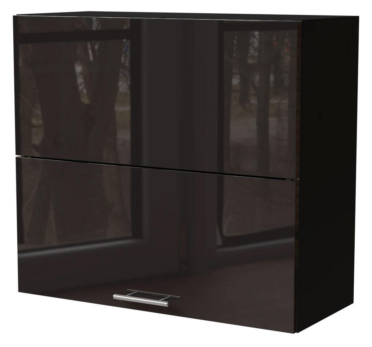 KÜCHENHÄNGESCHRANK Essen W8B/80-AV Schwarz Hochglanz / Schwarz Matt 80 / 32,5 / 72cm - Schwarz Hochglanz/Schwarz, Holz/Holzwerkstoff (80/72/32.5cm) - Feldmann-Wohnen