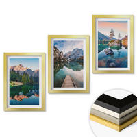 WANDBILDER 3er Set - 20x30 cm Goldrahmen - Spiegelung des Waldes in Bergseen - Goldfarben, Kunststoff (20/30cm) - ArtPrintCave