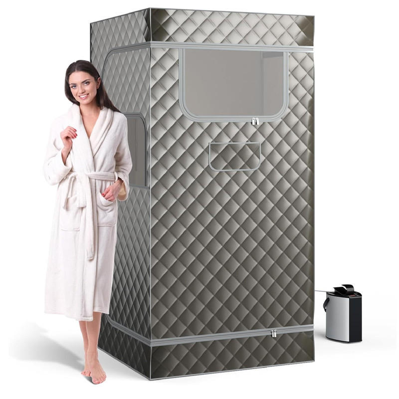 DAMPFSAUNA Tragbare grau - Grau, Textil (91/183/91cm) - COSTWAY
