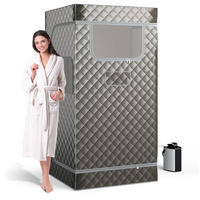 DAMPFSAUNA Tragbare grau - Grau, Textil (91/183/91cm) - COSTWAY